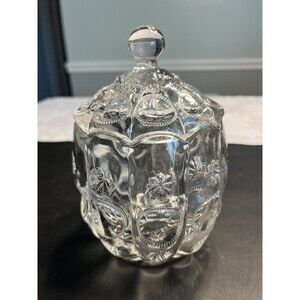 c1890-1920 EAPG Dalzell Gilmore Leighton Priscilla Moon Star Lidded Bowl Jar